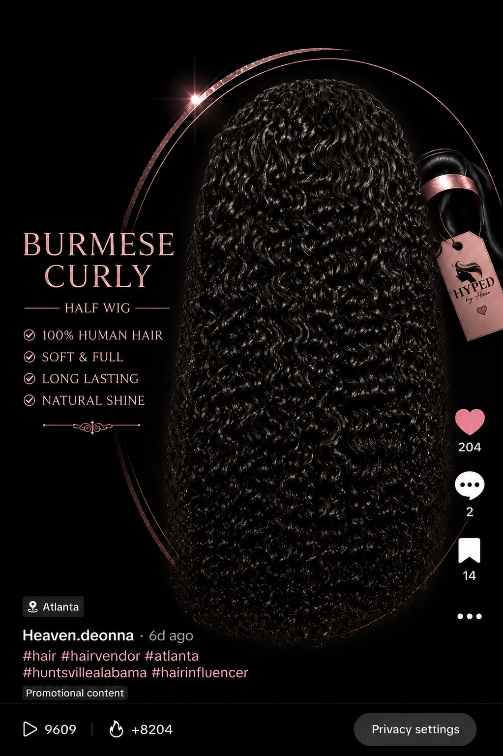 Burmese Curly Half Wig (12-30 inch)