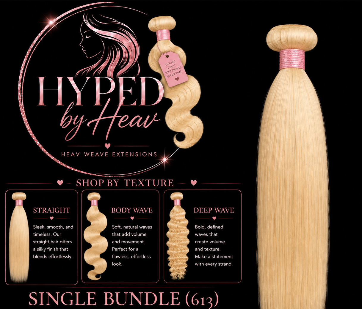 Single Bundle (613) (10-30 inch) (3 Textures)